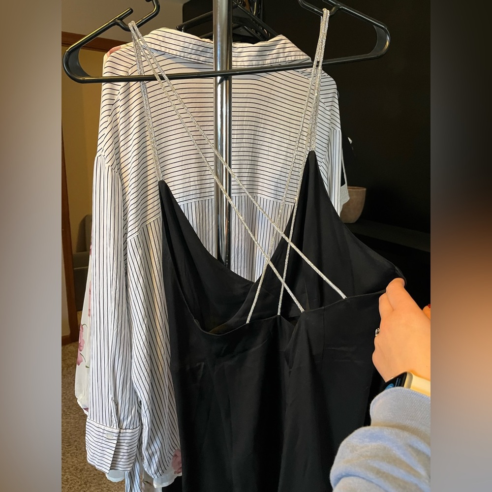 Strappy black mini dress